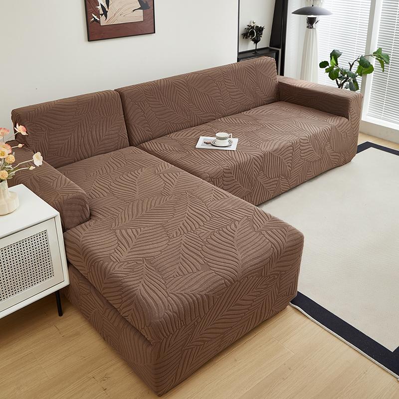 1pc Jacquard Sofa Slipcover Big Leaves Pattern Elastic Fitted Sofa Couch Protector Washable Sofa Covers for Sectional Sofachair