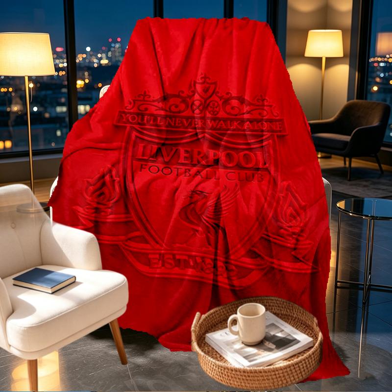 Liverpool F.C. Print Decke - Weich & Bequem, für Schlafzimmer, Reisen, Sofa, Heimdekoration - Geburtstags-Weihnachtsgeschenk für Freund