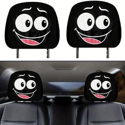 2 ks potahu na opěrku hlavy do auta Vtipný design výrazů Prodyšný Kreslený Interior Seat Potah opěrky hlavy SUV Auto Pro vozidla Halloween
