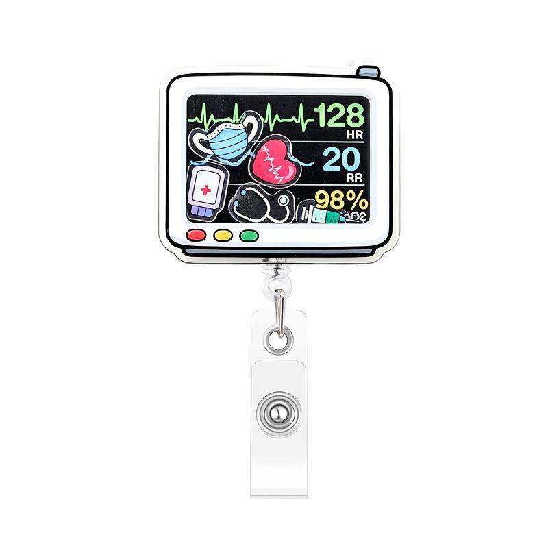 1Pcs Cartoon Medical Retractable Badge Reel 360 Rotating Acrylic Shaker ID Holder for Nurses Daily Work Use