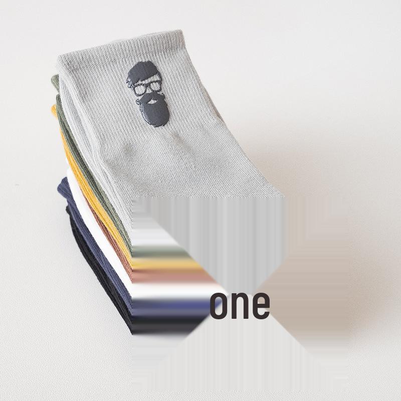 Herren-Kniebundsocken in einfarbigem Design mit hohem Bund aus Baumwolle mit Heißprägung eines Porträts – Trendiger Herbst-Winter-Stil