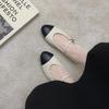 Grape Home~ Sheepskin Edition Sheepskin Pattern Round Head One-word Buckle Strap Rhombus Low Heel Mary Jane Single Shoes Women's Autumn