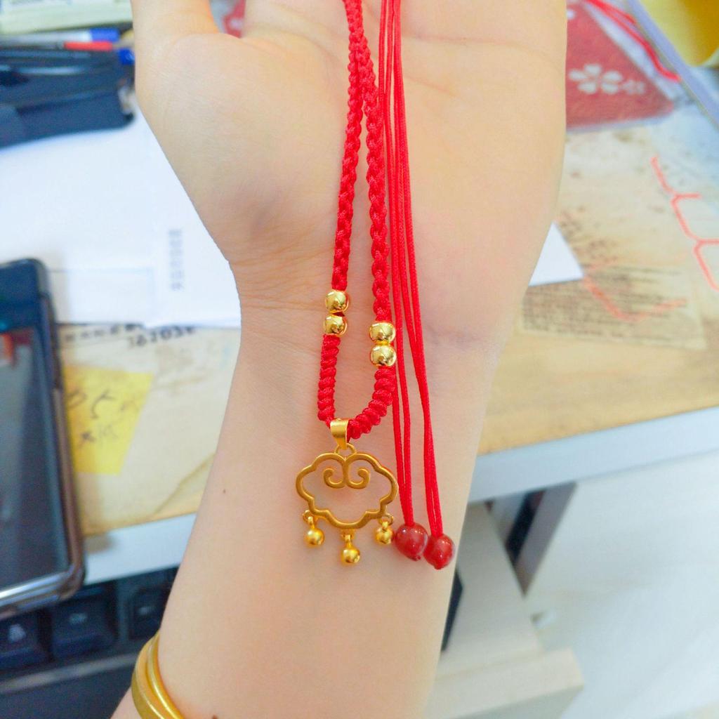 Auspicious Cloud Ruyi Lock Necklace with Bell Pendant - Handmade Woven Good Luck Charm, Qixi Gift for Girlfriend.