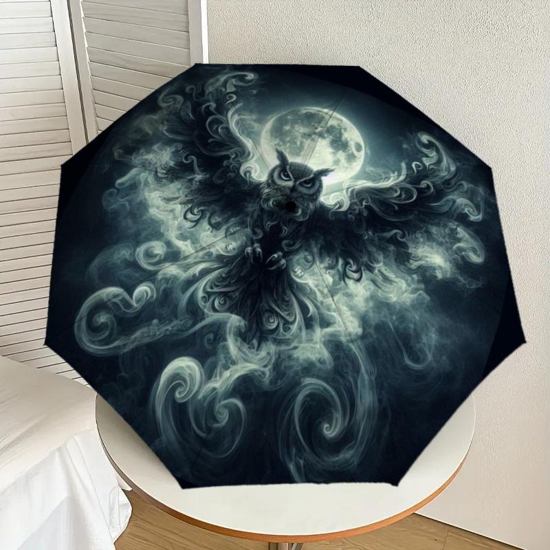 

1pc Moonlit Owl Automatic Folding Umbrella - Compact 8-Rib Design,Perfect Gift for Friends & Family yy250926039