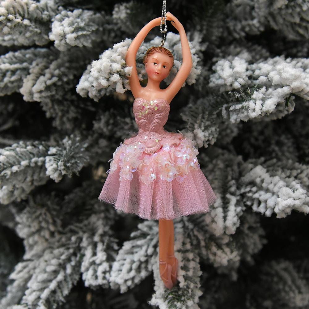 Christmas Ornaments Stree Decoration Girl Bithday Gift Xmas Plastic Hanging Decoration Dancing Silver Tutu Ballerina Christmas Gifts
