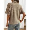 2026 Women's Turn-down Collar Solid Color Knitted Pullover Loose Short Sleeve Casual T-shirt