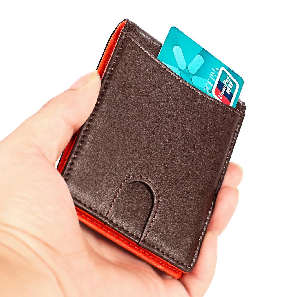 Genuine Leather Slim Men Wallet RFID Blocking Minimalist USD Money Clip Ultra Thin Billfold Credit Card Holder For Men Daily Use
