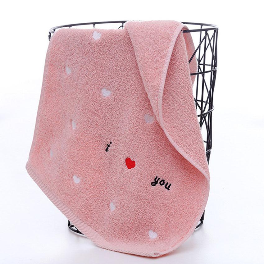 100% Cotton 3 Colors Face Towel Peach Heart Love Letters Embroidery Bathroom Hair Towel Modern for Adults Kids Toalla De Cara
