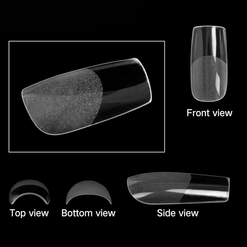 Square Nail Tips 120 Pcs Artificial Full Cover Soft Clear Gel Tips 12 Sizes Sharp False Nails for Nail Extension
