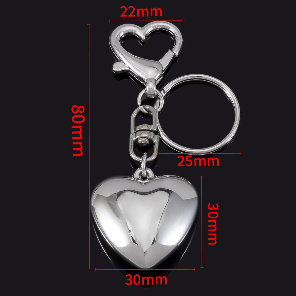 Y2K Big Heart Keychain Silver Color Key Ring For Women Girls Cute Friendship Gift Car Handbag Decoration Handmade Jewelry DIY