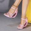 Street Style Fashion Narrow Band Open Toe Women Sandals Summer Frewtwork High Heels Buckle Strap Wedding Party Shoes