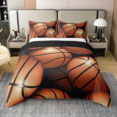 Basketball Duvet Cover Set King Size Ball Sports Bedding Set Heart Barketball Print Comforter Cover For Kids Boy Teen Room Decor