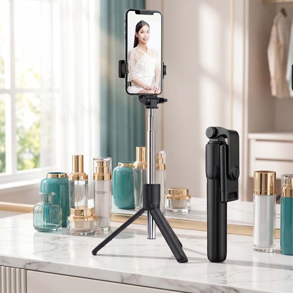 Palo Selfie Bluetooth Portátil Palo Selfie Giratorio 360° Trípode Transmisión en Vivo