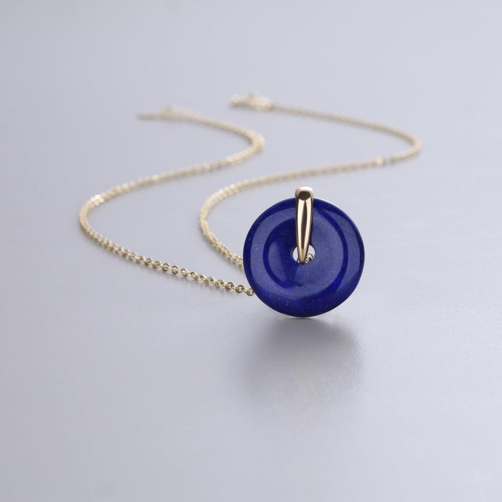 [KOAI] Lapis Lazuli Pea Disc December Birthstone Power Stone Necklace for Women