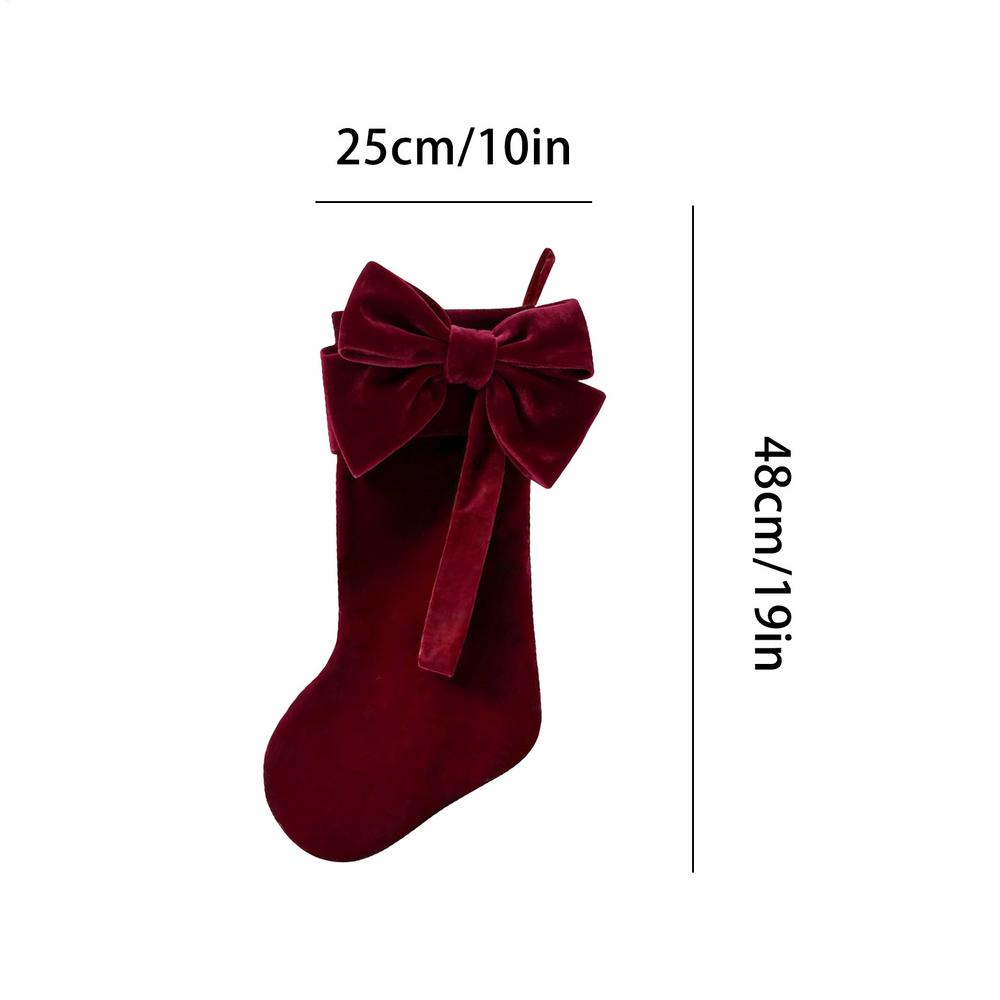 Christmas Stockings Velvet Holiday Decorations Velvet Bow Stockings For Christmas Tree Fireplace Mantel Stair Railing Wall Home