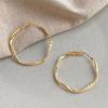 Hollow Geometric Statement Women's Hoop Earrings Gold Metal Square Uneven Twisted Loop Earrings for Female brincos