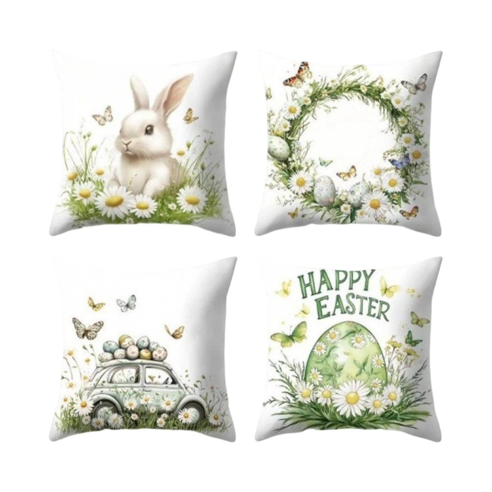 

Easter Bunny Pillowcase Sofa Pillow Bed Headrest Cover Short Furry Pillowcase One Size