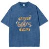 Trust God's Plan Monogram Print Women's Washed T-Shirt Summer New Oversized Short Sleeve Simple Casual Top Basic Tee