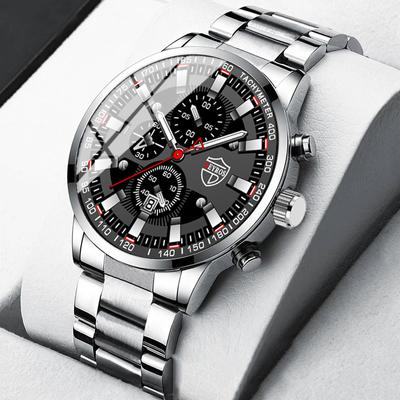 Business-Herren-Kalender-Quarzuhr, modische Herren-Armbanduhr aus klassischem Edelstahl, ideale Wahl als Geschenk für Männer