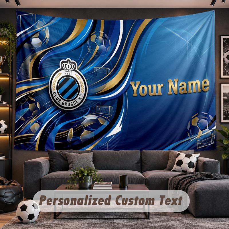 Club Brugge FC Personalized Tapestry Support Custom Name, Wall Art Home Decoration