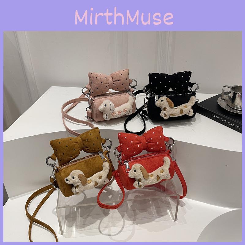 Princess Style Girl Bucket Bag With Bow And Dog Decoration For Kindergarten Daily Use