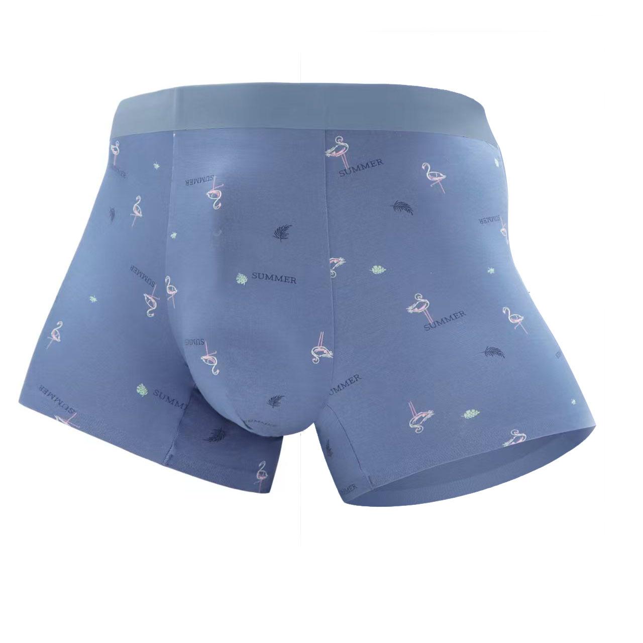 High-End Seamless Modal Boxer Briefs with Ice-Cool Print for Teen Boys 2XL (suggested 65-75 kg) королевский синий