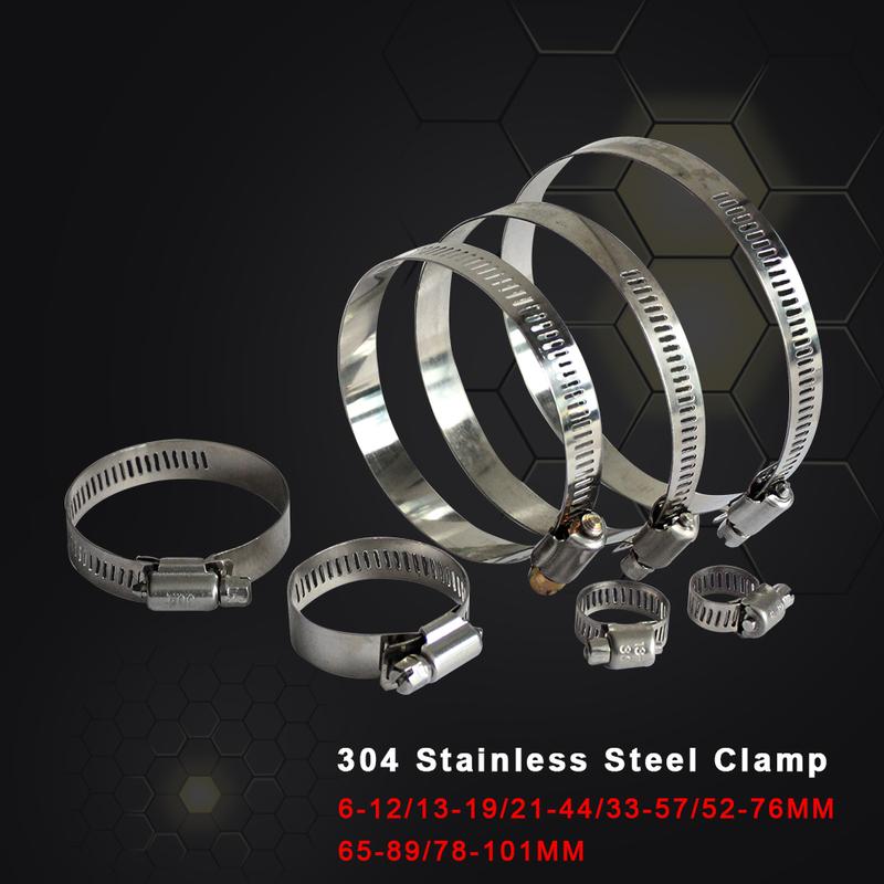 

1PCS Hose Clamp 6-12 13-19 21-44 27-51 33-57 52-76 65-89 78-101 91-114mm Stainless Steel Pipe Clip Adjustable Screw Worm Drive 6-12mm