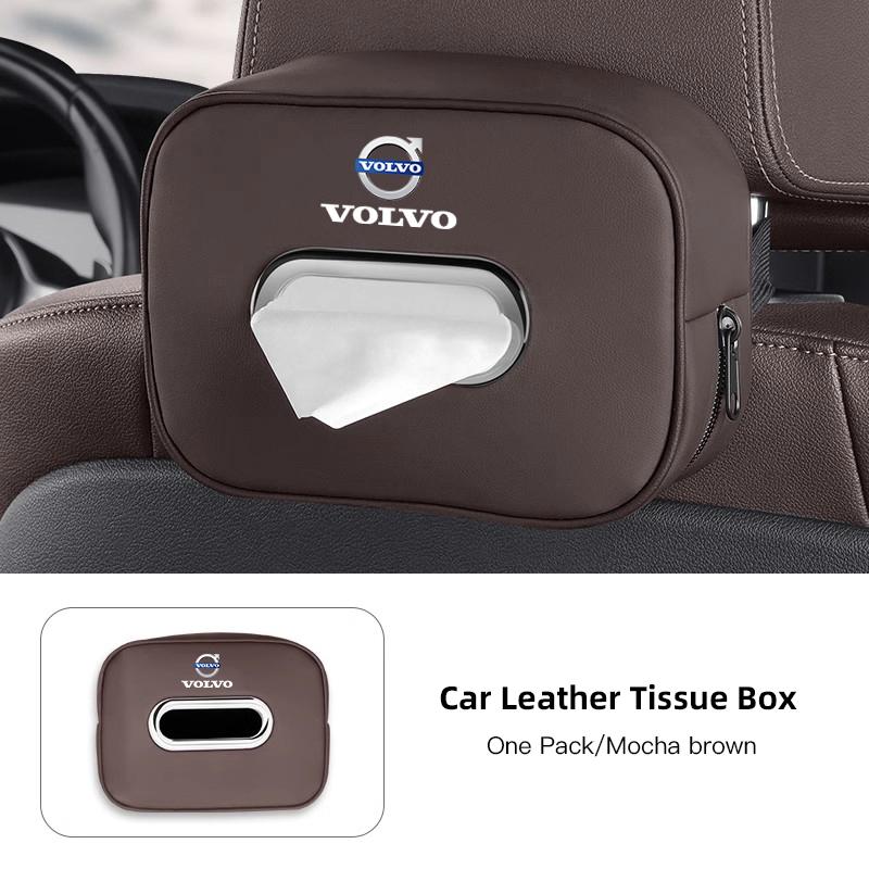 

1Pcs Car Accessories Quality Leather Auto Paper Towel Storage Bag For Volvo Rdesign Polestar AWD V50 S60 XC60 S40 XC40 XC90 V60