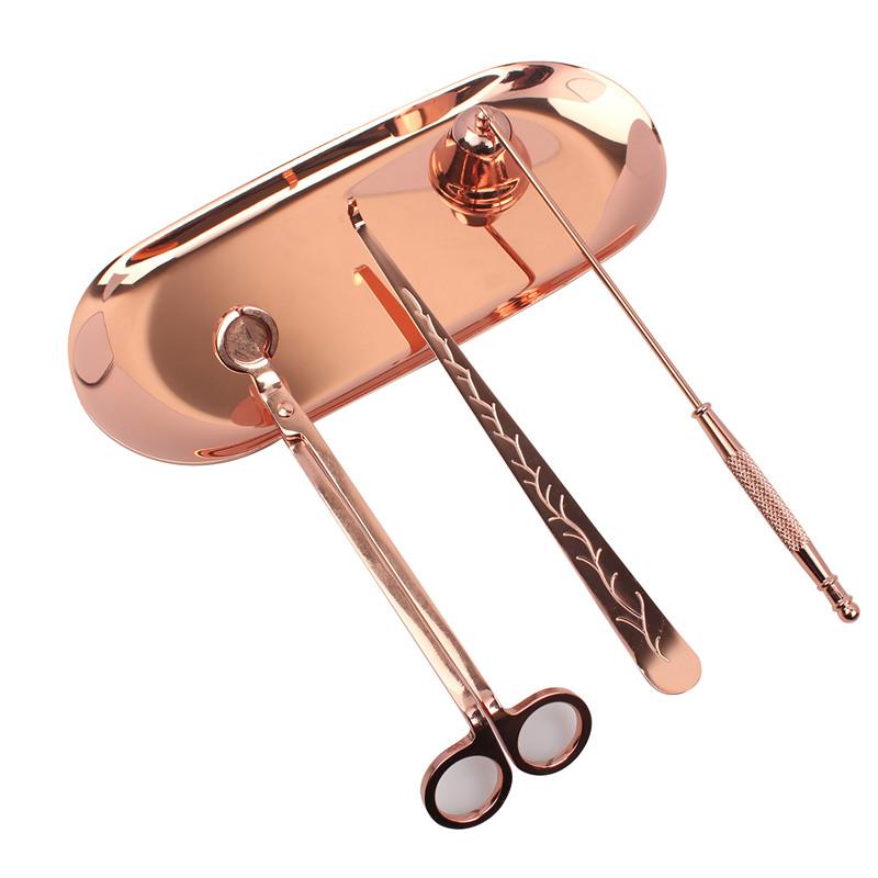 3PCS Wick Trimmer Home Care Modern Candle Tool Set Tray Rustproof Lovers Gift Snuffer Stainless Steel Portable Accessories
