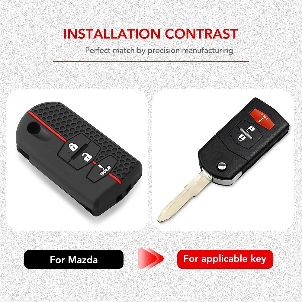 3 Buttons Silicone Key Holder For Mazda 2 3 5 6 CX7 CX9 RX8 MX5 MPV Demio Car Key Cover Case Remote Shell Fob Bag Protector