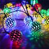Gold Ball Solar LED String Lights Iron Round Ball Waterproof Outdoor String Lights Creative Design Silver Ball Solar String Lamp