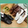 Stylish Comfortable Round Toe Flat Casual Loafers For Women In Deep Brown White Black Colors