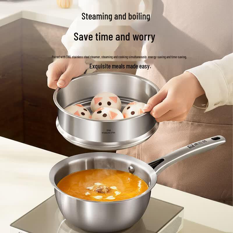 KOBACH 316L Stainless Steel Baby Food Milk Pot with Steamer