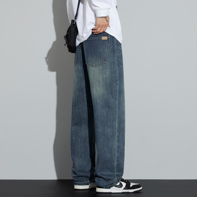 JYL Men s Jeans Autumn American  Wide Leg Washed Straight Denim S бездна
