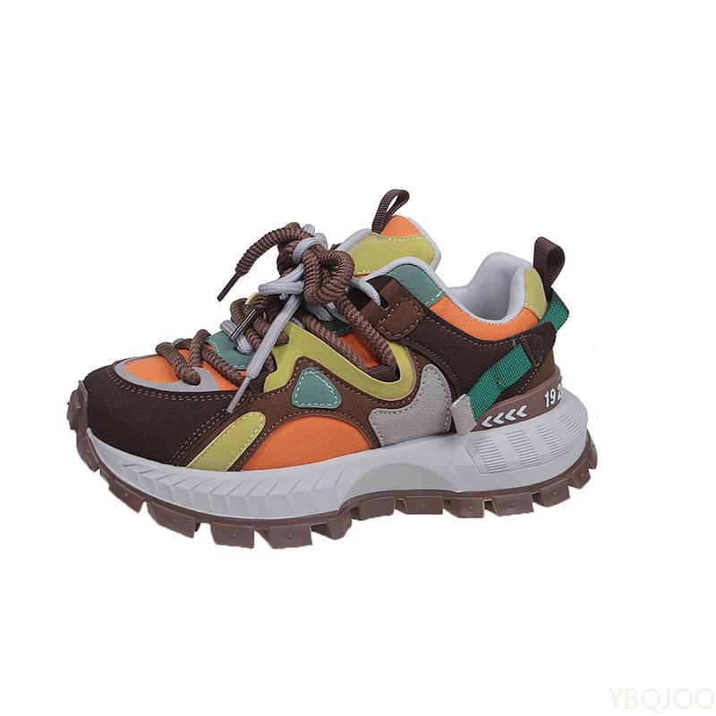 Modne Sportowe Buty na Grubej Podeszwie Damskie Wiosna Jesień Nowa Kolekcja Retro Kolorowe Bloki Codzienne Wygodne Damskie Trampki