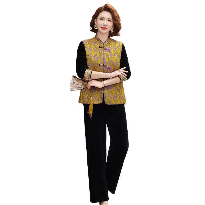 2026 New Elegant Chinese-Style Spring Suit: Stylish Vest Jacket for Middle-Aged & Elderly Women