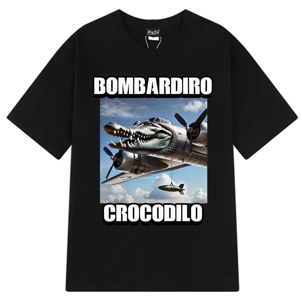 Italian Brainrot Tralalero Tralala Tung Tung Tung Sahur Bombardiro Crocodilo Funny Meme T-shirt Men Women Fashion Loose T Shirts