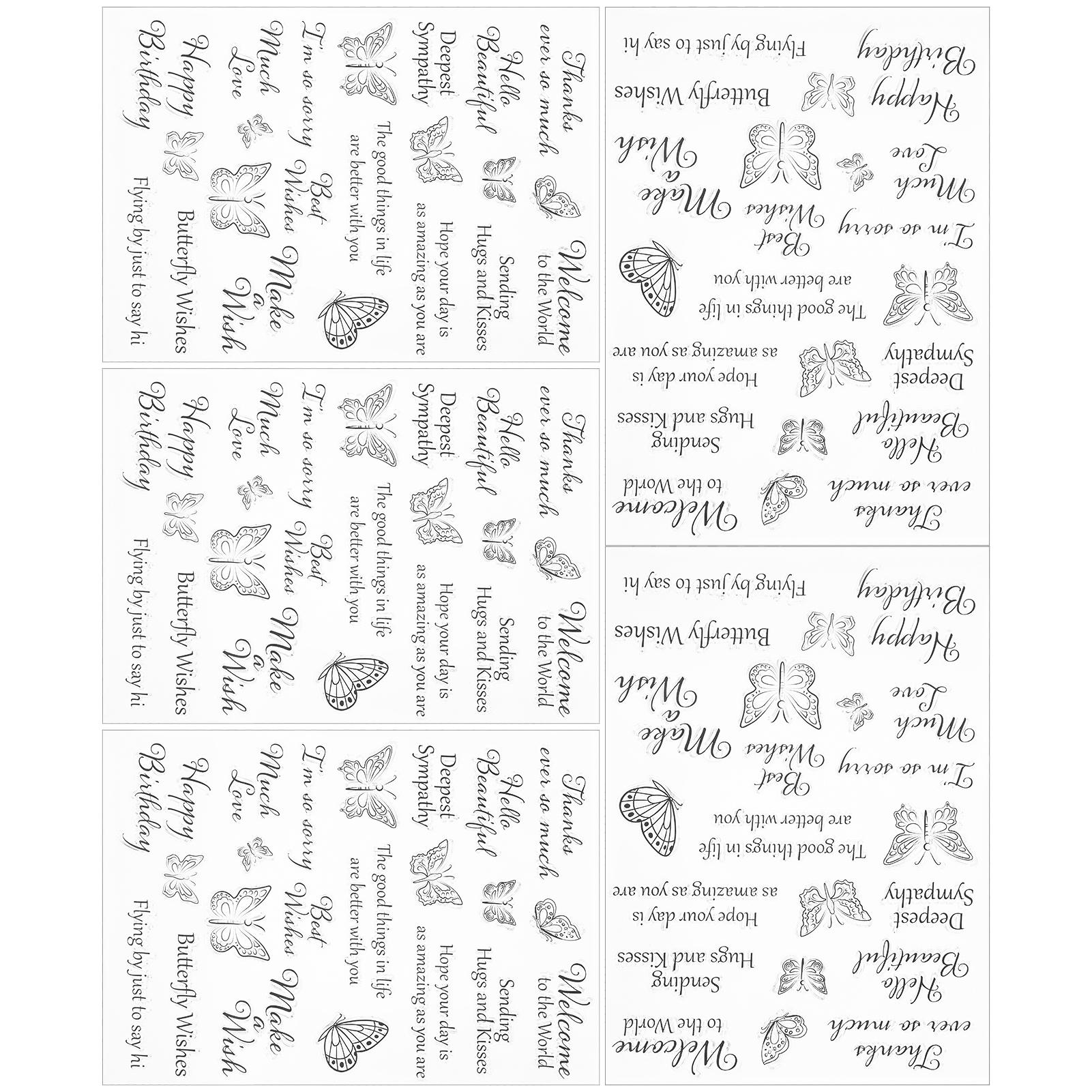 5Pcs Butterfly Clear Stamp Transparent DIY HandMade Photo Album Decoration Accessories