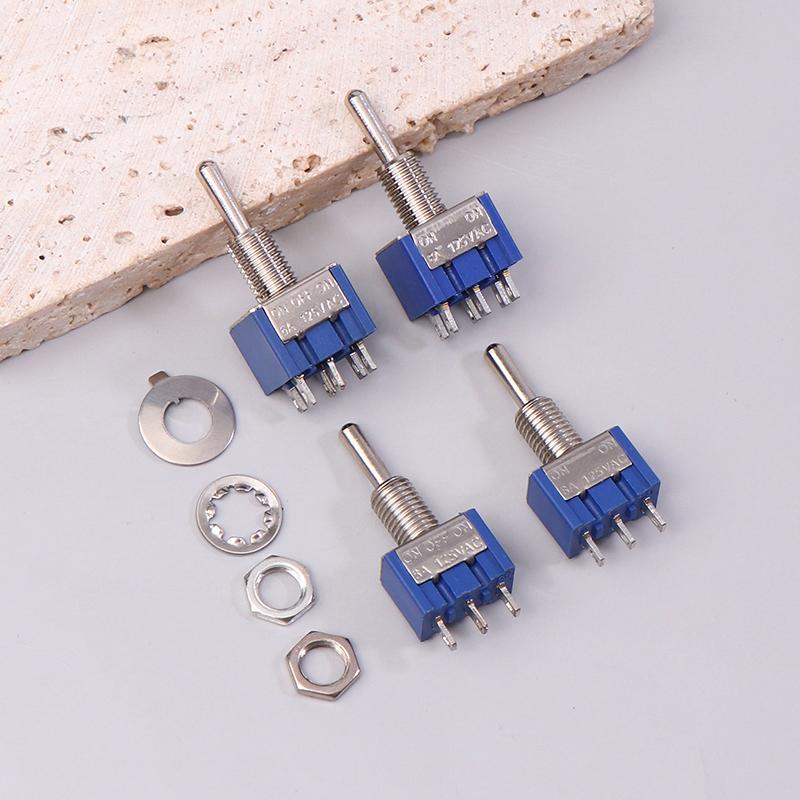 Mini Toggle Switch 3 Position 2 Position 3-Pin 6-Pin ON OFF ON DPDT DPST 6A 125VAC 3A 250VAC Latching Flat Handle For Car