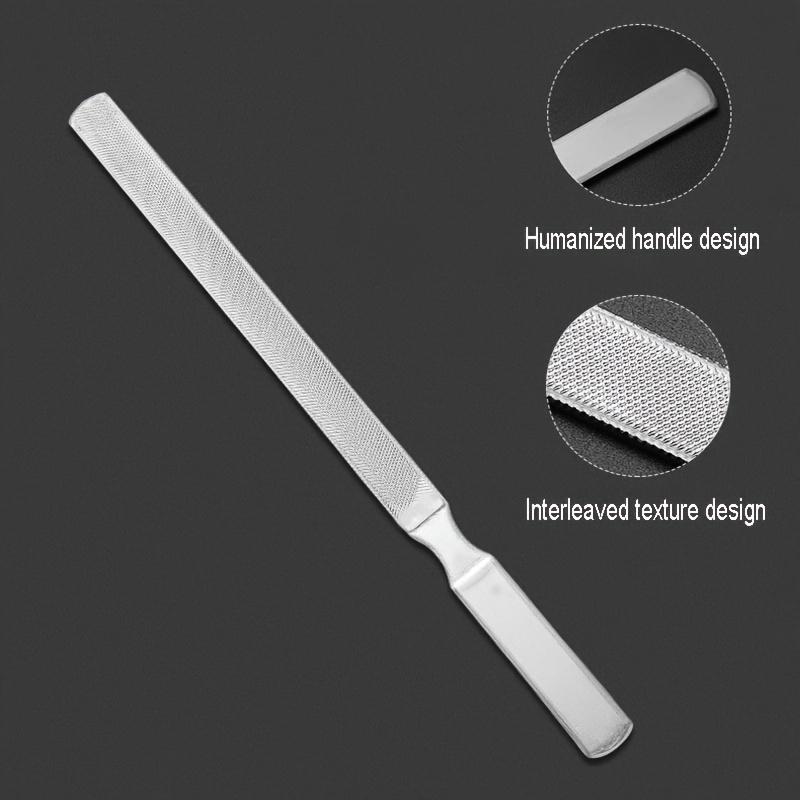 2-Pack Professional Grade Stainless Steel Double-Sided Nail Files, Non-Toxic Odorless Manicure Tool