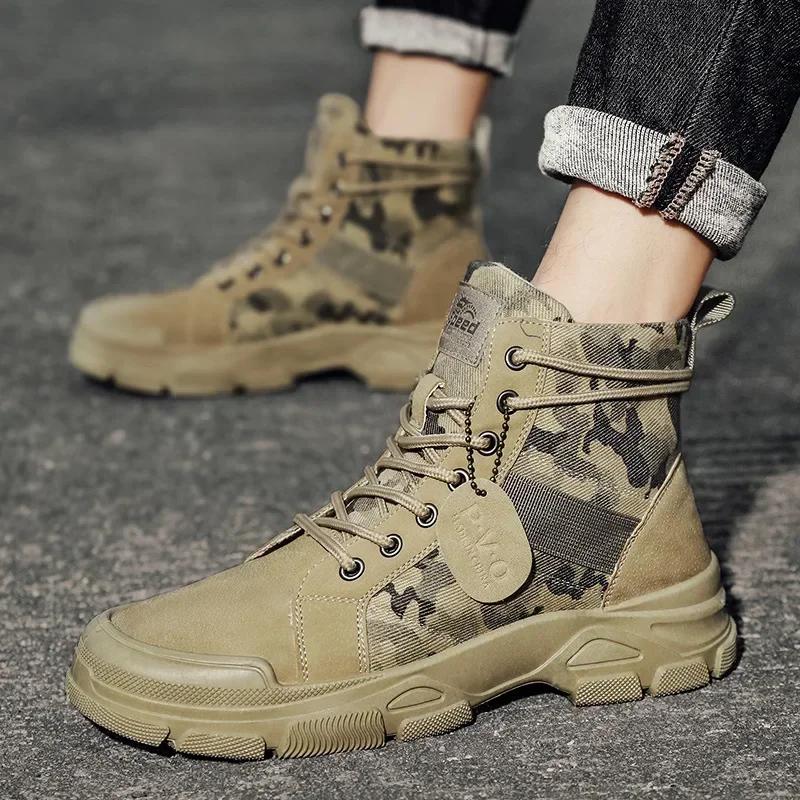 

Fashion Men s Boots Lace Up Cold Resistant Thick Sole 2024 Autumn Winter Anti Slip Comfort Windproof High Top Work Boots Hiking Boots 39