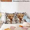 2pcs Highland Cow and Lambs Floral Throw Pillow Cover 2D Flat Print Farmhouse Soft Cushion Case for Home Sofa Decor
