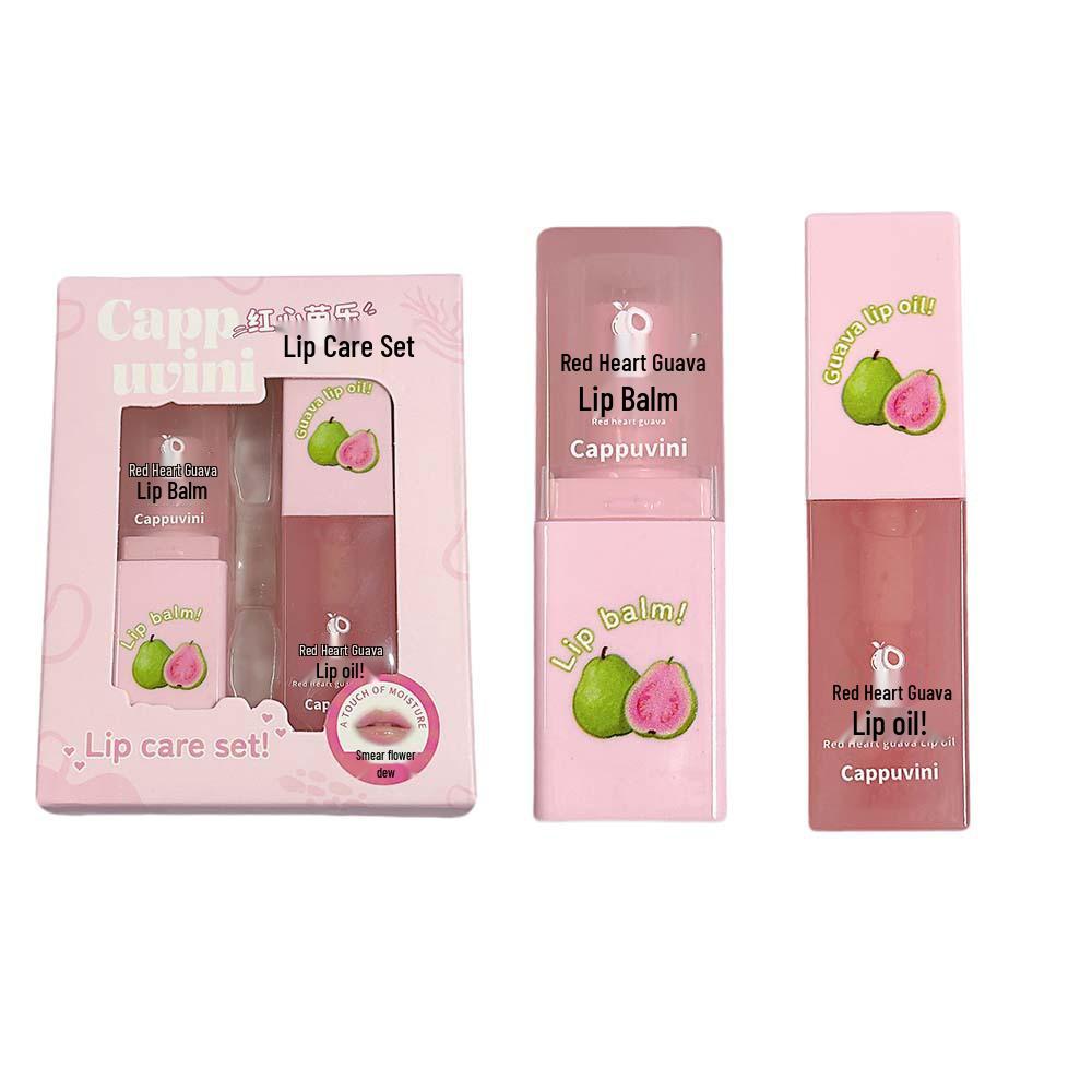 CAPPUVINI Red Heart Guava Lip Balm Set - Moisturizes Without Drying, Reduces Lip Lines.