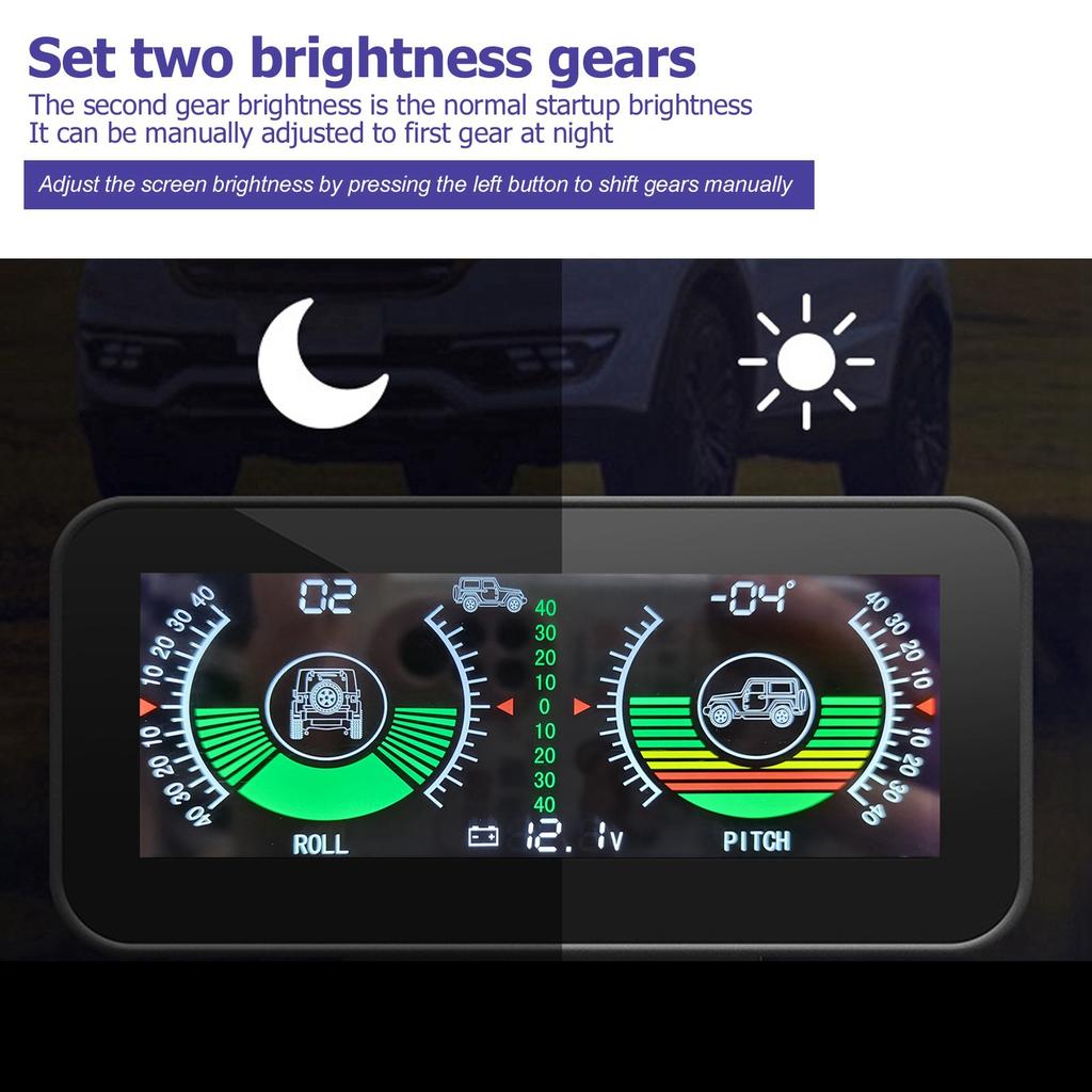 Universal Intelligent Car Inclinometer Tilt Gauge High Resolution HUD Digital Angle Slope Meter for Automobile