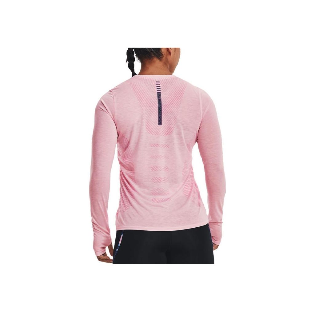 Under Armour Line Pattern Running Long Sleeve Breathable T-Shirt Women tops Pink 1375272-647