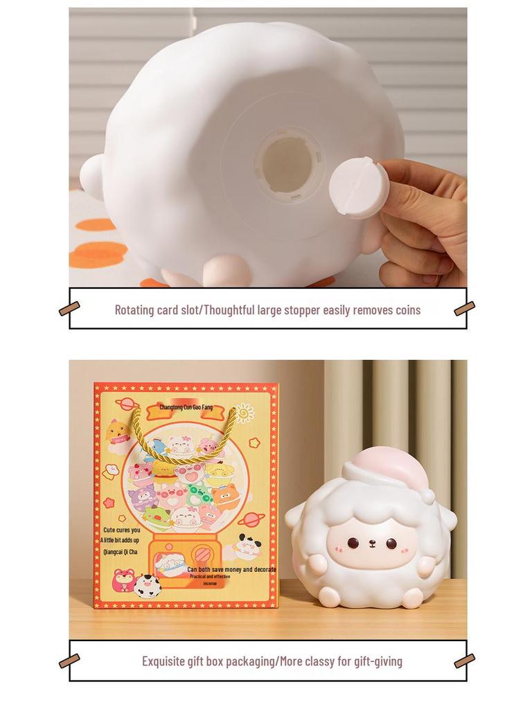 New Meimei Sheep Piggy Bank: Cute, Cartoon-Inspired, Drop-Proof Vinyl Savings Bank for Kids - Perfect Creative Gift and Decoration