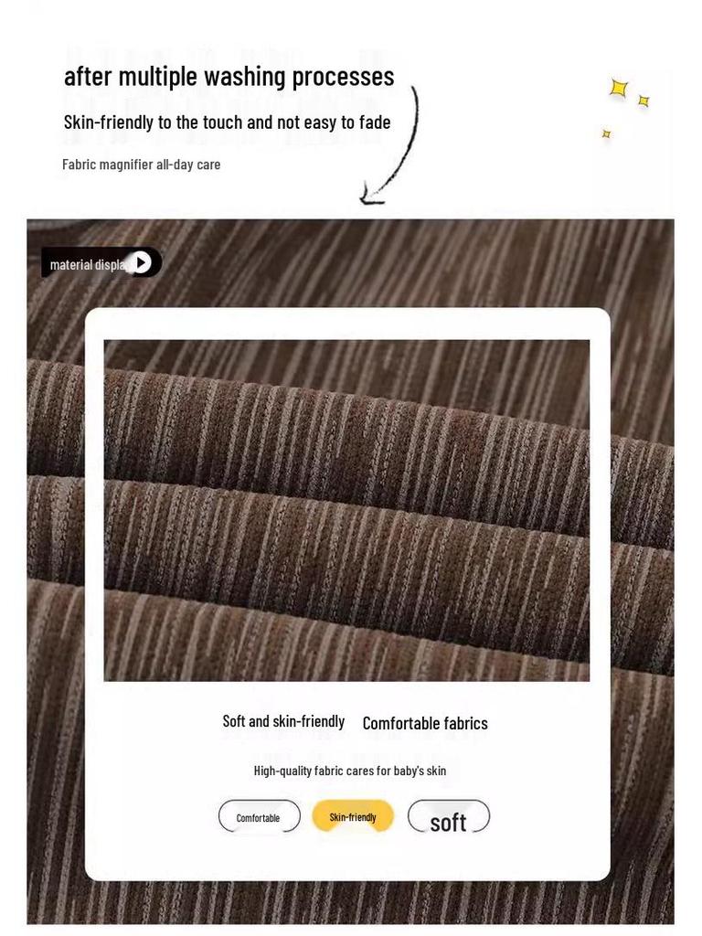 2024 Podzim/Zima Chlapecké plyšové rovné ležérní kalhoty