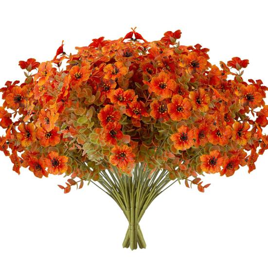 UV Resistant Artificial Flowers 4/8/12/16/24/36Pcs Flower Realistic Fake Plastic Home Office Wedding Faux Decoration Party Table Centerpiece