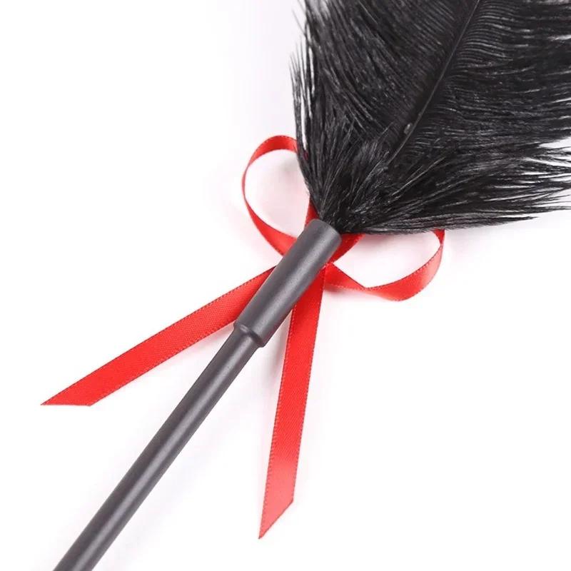Feather Tickled Whip Erotic Punish Leather Spanking Paddle Play Flogger Sex Toys For Couple Woman Lover