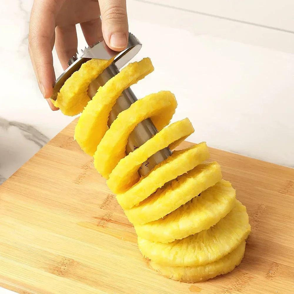 1PC Abacaxi Faca Cortador Descascador de Frutas de Aço Inoxidável Coberto com Facas de Corte com Lâminas Afiadas para Uso Doméstico e na Cozinha